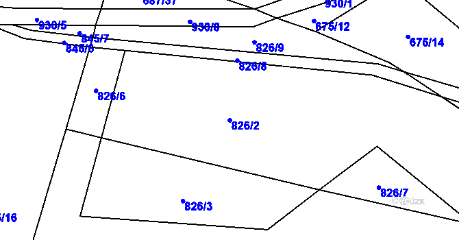 Parcela st. 826/2 v KÚ Hlinsko pod Hostýnem, Katastrální mapa