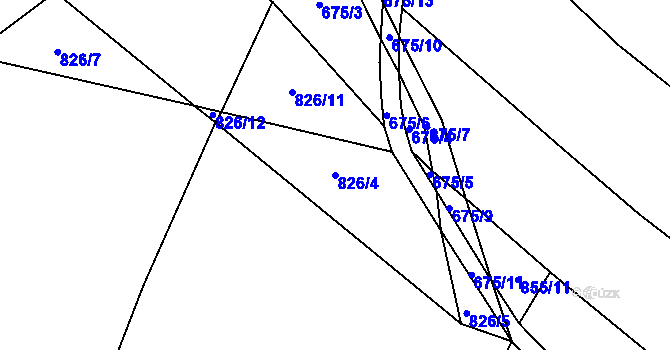 Parcela st. 826/4 v KÚ Hlinsko pod Hostýnem, Katastrální mapa