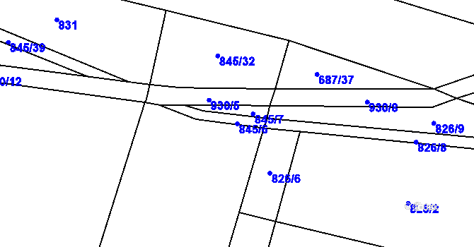 Parcela st. 845/6 v KÚ Hlinsko pod Hostýnem, Katastrální mapa