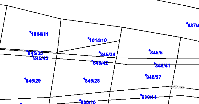 Parcela st. 845/34 v KÚ Hlinsko pod Hostýnem, Katastrální mapa
