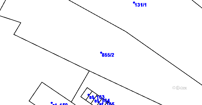 Parcela st. 855/2 v KÚ Hlinsko pod Hostýnem, Katastrální mapa