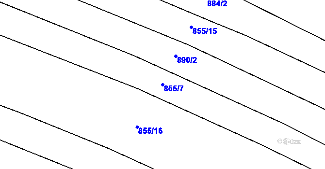 Parcela st. 855/7 v KÚ Hlinsko pod Hostýnem, Katastrální mapa