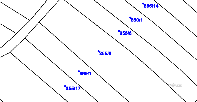 Parcela st. 855/8 v KÚ Hlinsko pod Hostýnem, Katastrální mapa