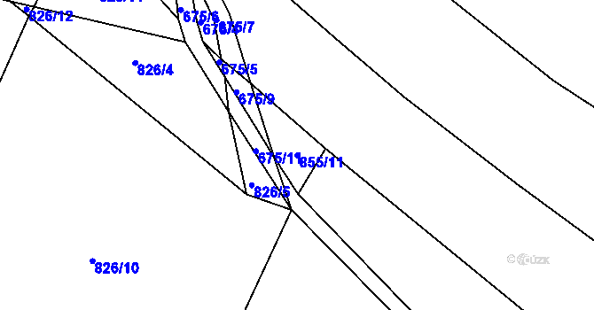 Parcela st. 855/11 v KÚ Hlinsko pod Hostýnem, Katastrální mapa