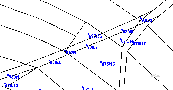 Parcela st. 930/7 v KÚ Hlinsko pod Hostýnem, Katastrální mapa