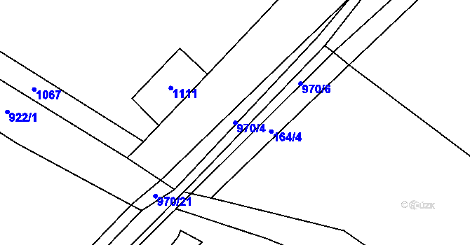 Parcela st. 970/4 v KÚ Hlinsko pod Hostýnem, Katastrální mapa