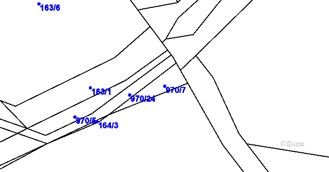 Parcela st. 970/7 v KÚ Hlinsko pod Hostýnem, Katastrální mapa
