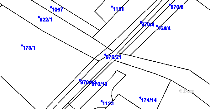 Parcela st. 970/21 v KÚ Hlinsko pod Hostýnem, Katastrální mapa