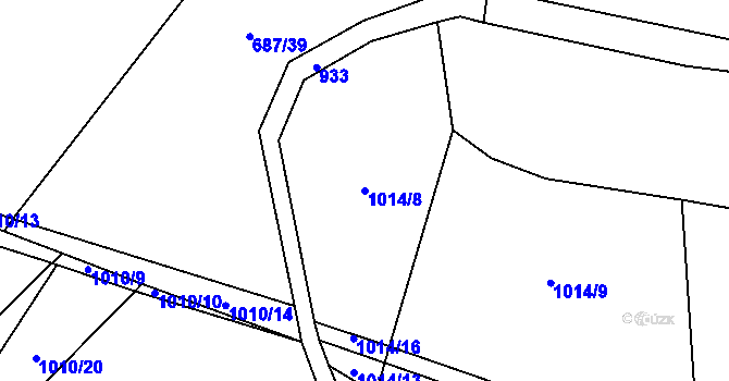 Parcela st. 1014/8 v KÚ Hlinsko pod Hostýnem, Katastrální mapa