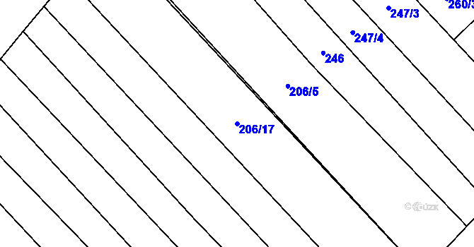 Parcela st. 206/17 v KÚ Hlinsko pod Hostýnem, Katastrální mapa