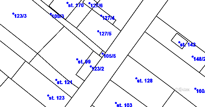 Parcela st. 105/5 v KÚ Hlinsko pod Hostýnem, Katastrální mapa