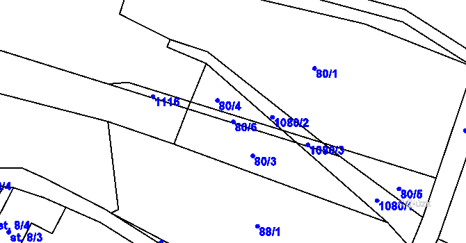 Parcela st. 80/6 v KÚ Hlinsko pod Hostýnem, Katastrální mapa