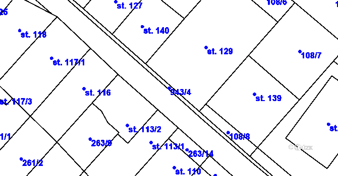 Parcela st. 943/4 v KÚ Hlinsko pod Hostýnem, Katastrální mapa