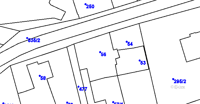 Parcela st. 56 v KÚ Hlohová, Katastrální mapa