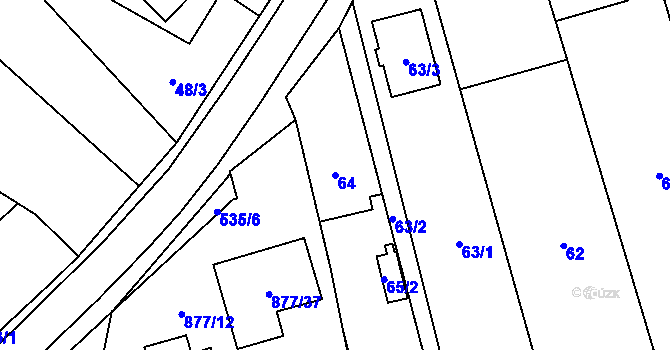 Parcela st. 64 v KÚ Hlohová, Katastrální mapa
