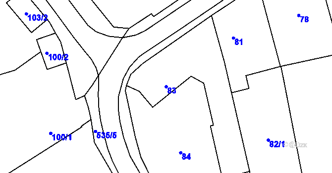 Parcela st. 83 v KÚ Hlohová, Katastrální mapa