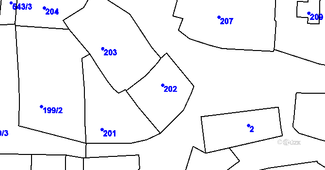 Parcela st. 202 v KÚ Hlohová, Katastrální mapa