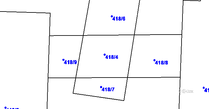 Parcela st. 418/4 v KÚ Hlohová, Katastrální mapa