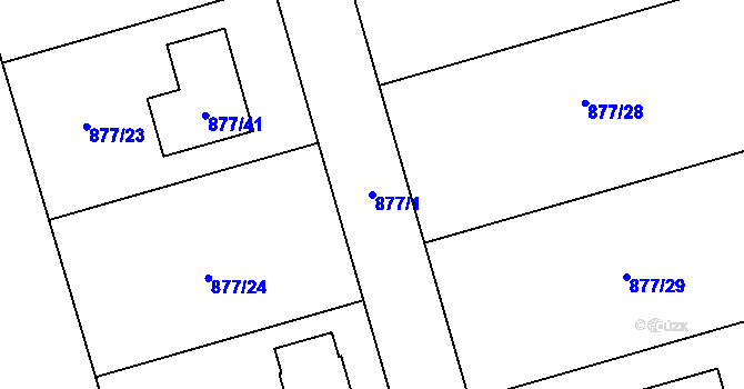 Parcela st. 877/1 v KÚ Hlohová, Katastrální mapa