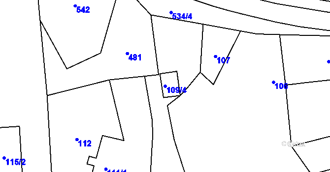 Parcela st. 109/4 v KÚ Hlohová, Katastrální mapa