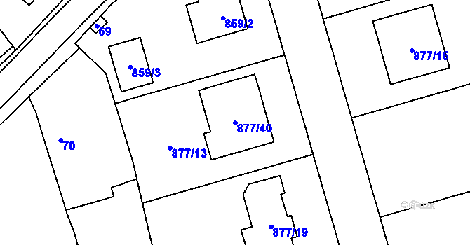Parcela st. 877/40 v KÚ Hlohová, Katastrální mapa