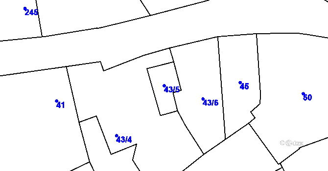 Parcela st. 43/5 v KÚ Hlohová, Katastrální mapa