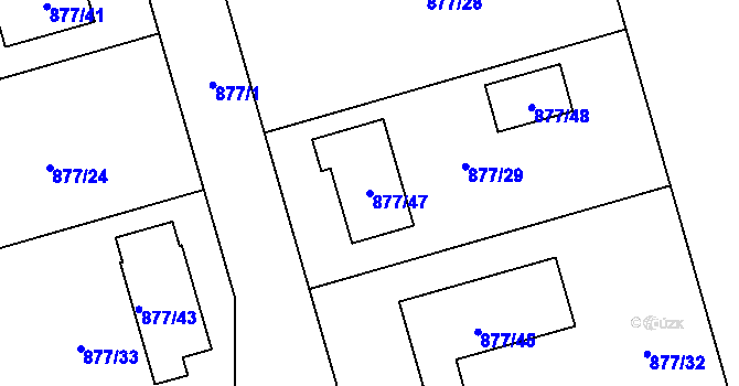 Parcela st. 877/47 v KÚ Hlohová, Katastrální mapa