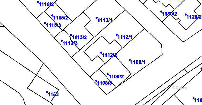 Parcela st. 1112/2 v KÚ Hlohovec, Katastrální mapa