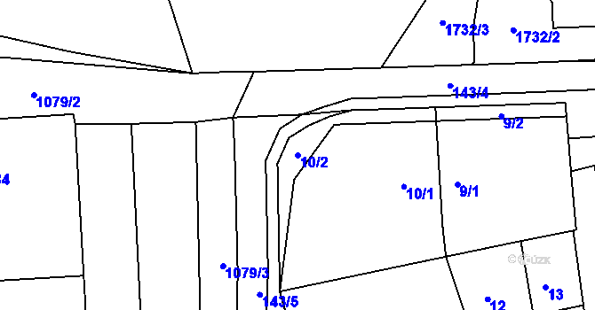 Parcela st. 10/2 v KÚ Hlohovec, Katastrální mapa