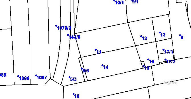 Parcela st. 11 v KÚ Hlohovec, Katastrální mapa