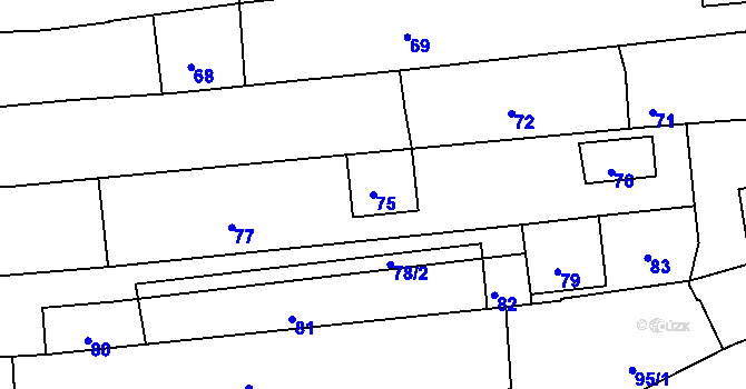 Parcela st. 75 v KÚ Hlohovec, Katastrální mapa