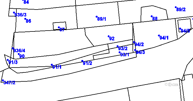 Parcela st. 91/1 v KÚ Hlohovec, Katastrální mapa