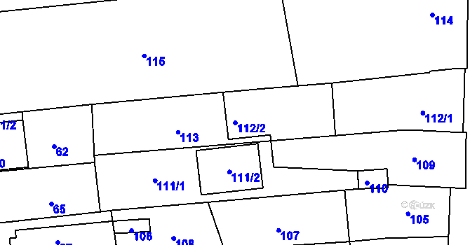 Parcela st. 112/2 v KÚ Hlohovec, Katastrální mapa