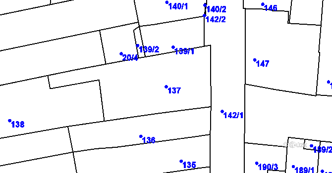 Parcela st. 137 v KÚ Hlohovec, Katastrální mapa