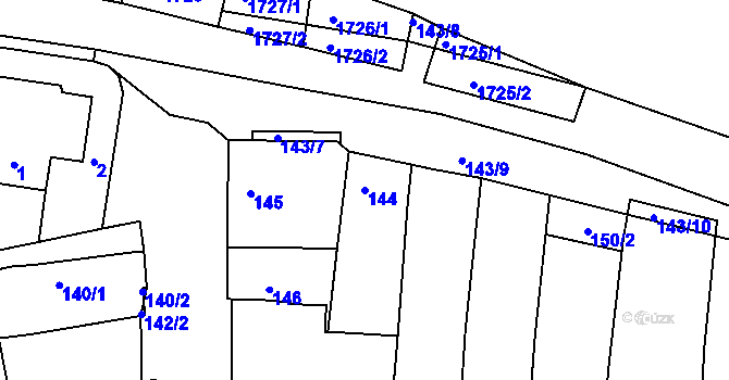 Parcela st. 144 v KÚ Hlohovec, Katastrální mapa