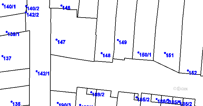 Parcela st. 148 v KÚ Hlohovec, Katastrální mapa