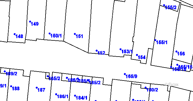 Parcela st. 152 v KÚ Hlohovec, Katastrální mapa
