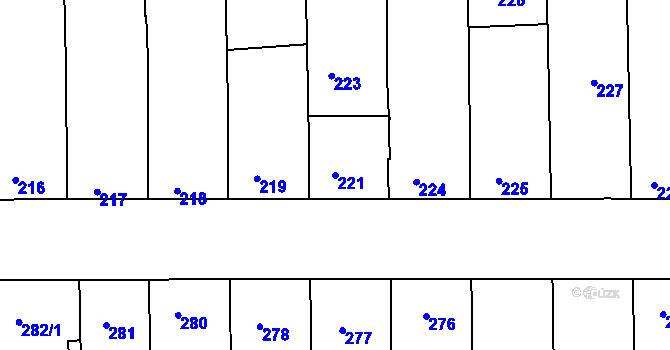 Parcela st. 221 v KÚ Hlohovec, Katastrální mapa