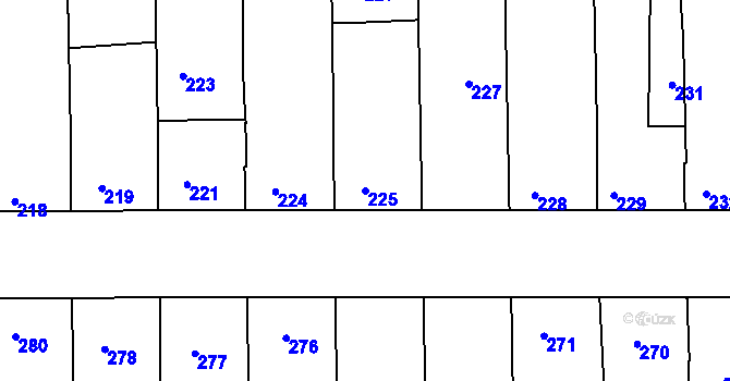 Parcela st. 225 v KÚ Hlohovec, Katastrální mapa