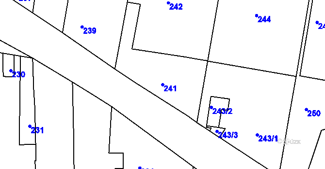 Parcela st. 241 v KÚ Hlohovec, Katastrální mapa