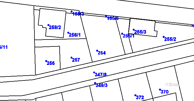 Parcela st. 254 v KÚ Hlohovec, Katastrální mapa