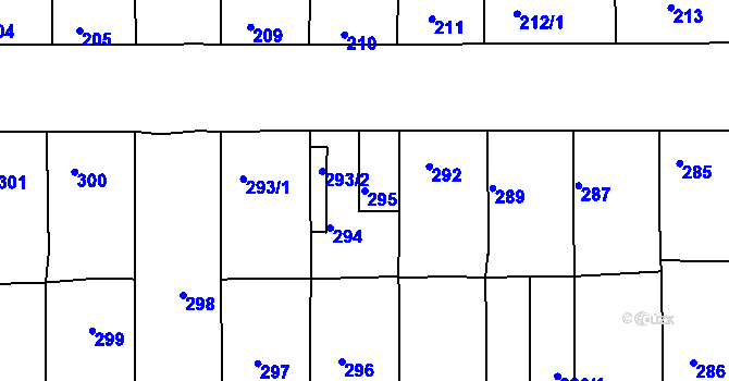 Parcela st. 295 v KÚ Hlohovec, Katastrální mapa