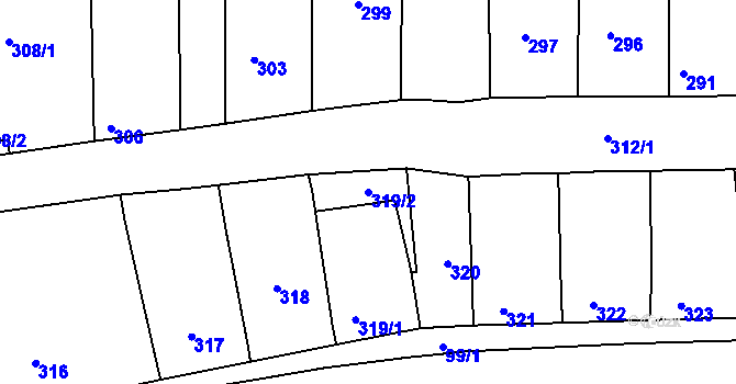 Parcela st. 319/2 v KÚ Hlohovec, Katastrální mapa