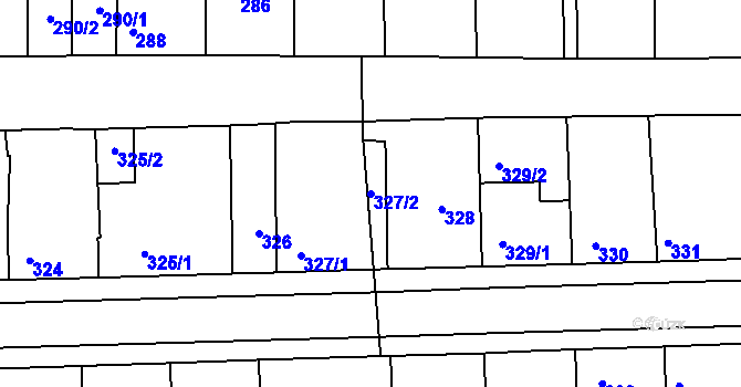 Parcela st. 327/2 v KÚ Hlohovec, Katastrální mapa