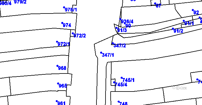 Parcela st. 347/1 v KÚ Hlohovec, Katastrální mapa