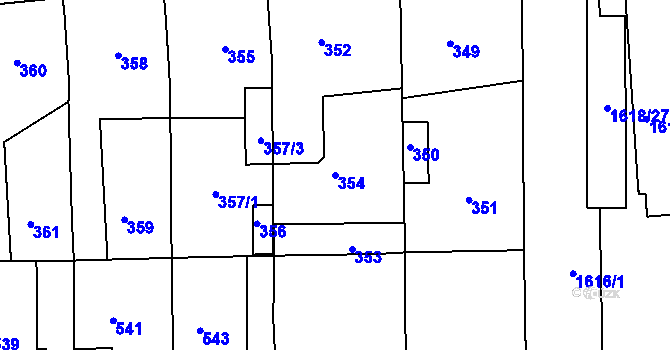 Parcela st. 354 v KÚ Hlohovec, Katastrální mapa