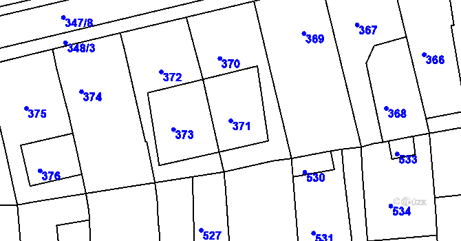 Parcela st. 371 v KÚ Hlohovec, Katastrální mapa