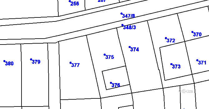 Parcela st. 375 v KÚ Hlohovec, Katastrální mapa