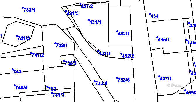 Parcela st. 431/4 v KÚ Hlohovec, Katastrální mapa