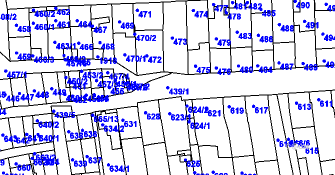 Parcela st. 439/1 v KÚ Hlohovec, Katastrální mapa